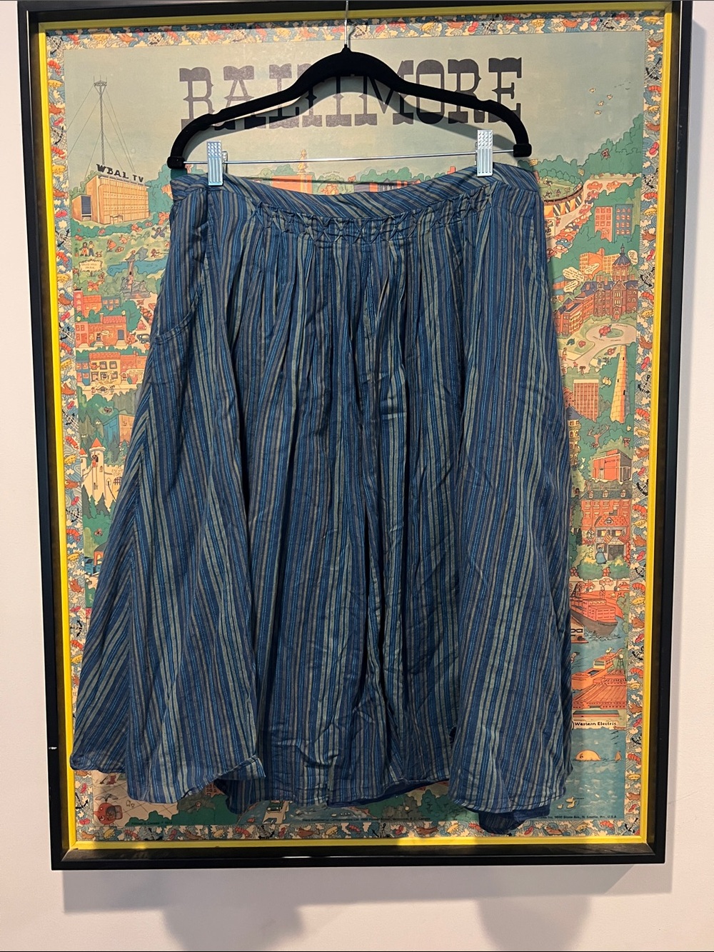 Poetry 100% Cotton Blue Striped Skirt